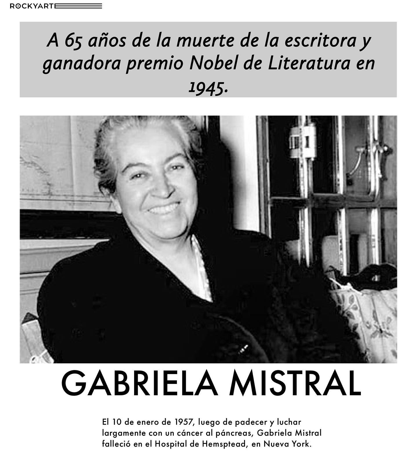 Gabriela Mistral, la poetisa, la docente rural y una de las figuras más relevantes de la literatura hispanoamericana moría en Nueva York. En 1945, se convirtió en la ganadora del Premio Nobel de Literatura, premio que, hasta entonces, no había sido otorgado a ningún latinoamericano de las letras. #literatura #autoras #mujer